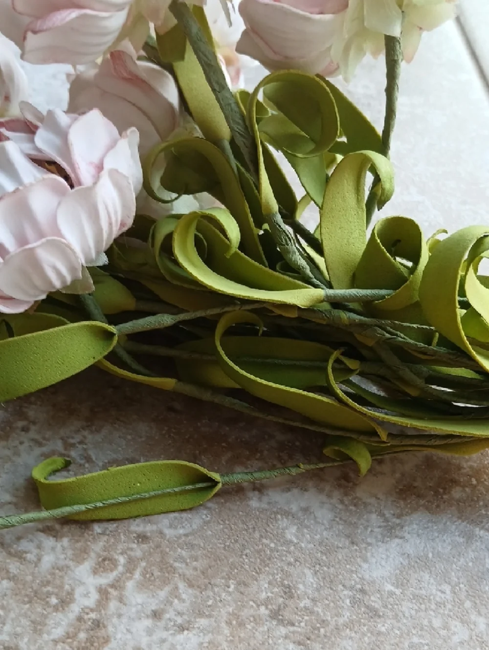 Pale Pink Faux Blossom Flower Bundles with Green Foliage
